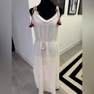 CONDITIONS APPLY Feminine Boho Festival Summer Gauzy Tassels Off White Medium